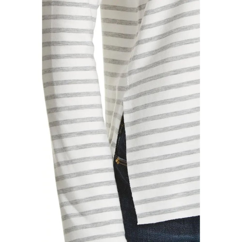NWT Majestic Filatures Long Sleeve Stripe Pullover Sweatshirt Tee Grey 3 - Picture 4 of 10